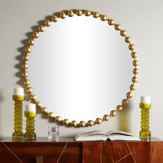 CosmoLiving by Cosmopolitan Gold Metal Orb Framed Wall Mirror 36" x 2" x 36" {8}