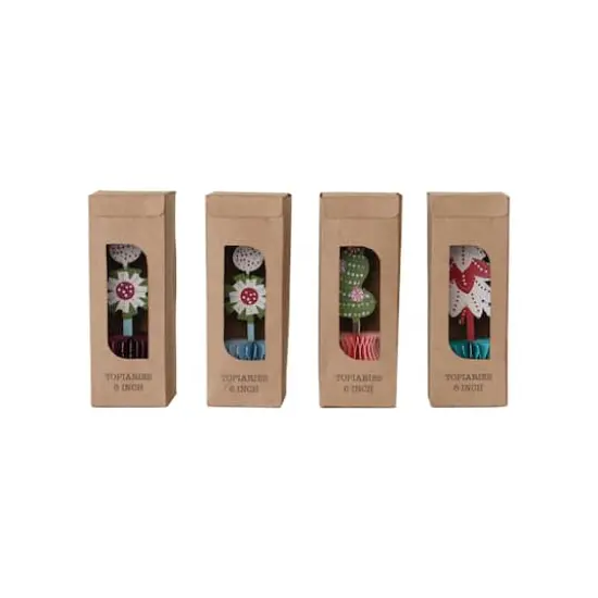 Hello Honey&reg; 6" Printed Paper Folding Honeycomb Topiary with Holiday Design Set {4}