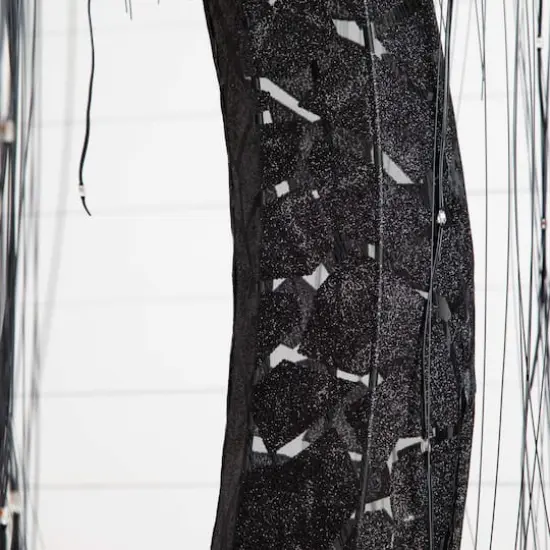 7ft. Pre-Lit Artificial Halloween Black Willow Tree with 600 Purple and Orange Dual Color LED Lights {9}