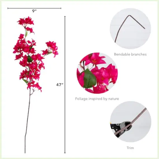 47" Pink Bougainvillea Flower Stems, 3ct. {5}