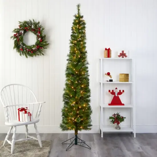 7ft. Pre-Lit Green Artificial Christmas Tree, Clear LED Lights {6}