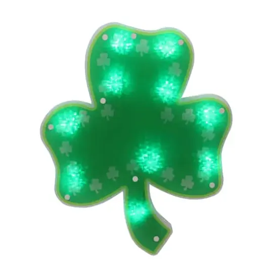 14" St. Patrick's Day Green Shamrock LED Lighted Window Silhouette {3}