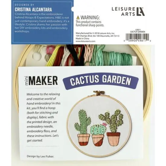 Leisure Arts&reg; Make in a Weekend 6" Cactus Garden Embroidery Kit {3}