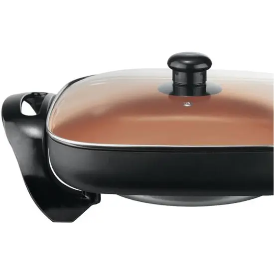 Brentwood 12" Copper Nonstick Electric Skillet with Glass Lid {7}