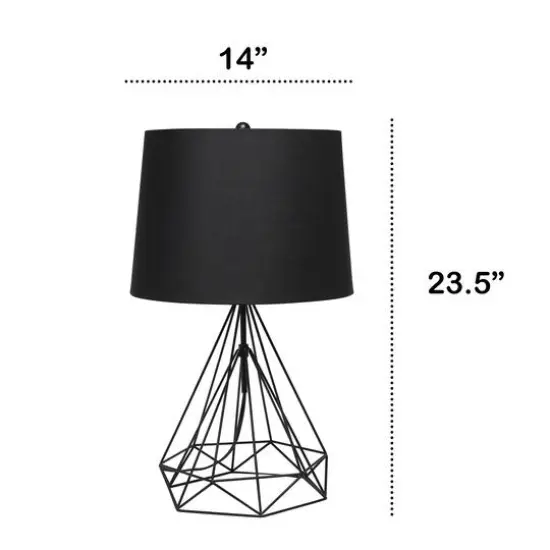 Lalia Home 23.5" Geometric Wired Table Lamp with Fabric Shade Black Matte {4}