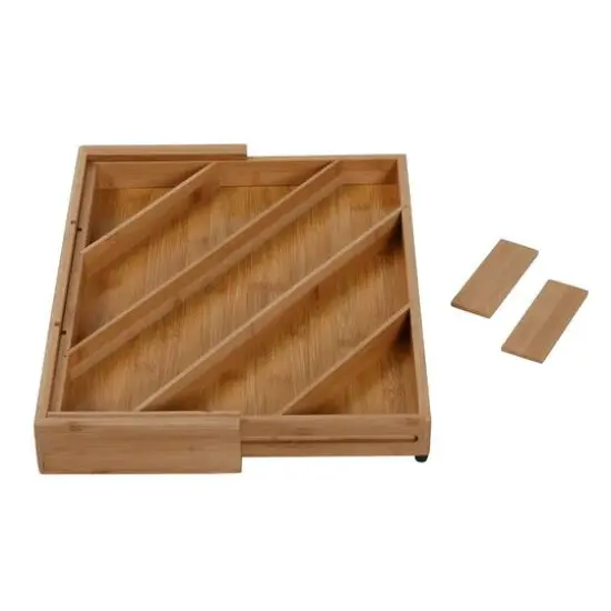 Honey Can Do 8-Compartment Bamboo Diagonal Drawer Organizer {6}