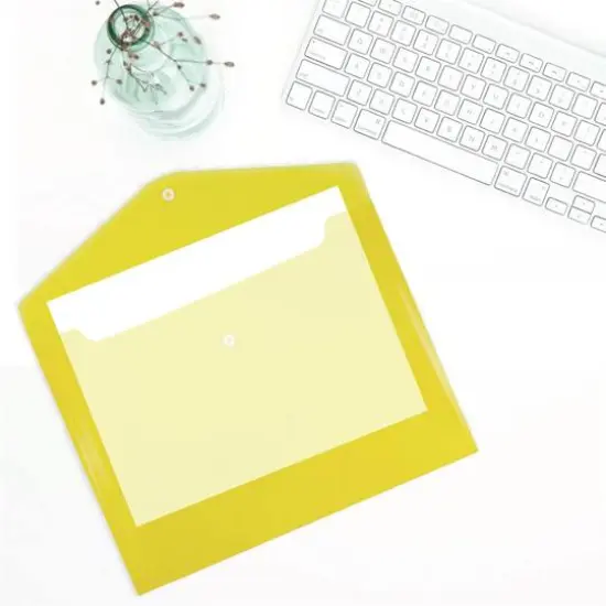 JAM Paper 9.75" x 13" Plastic Snap Closure Envelopes, 12ct. Yellow {5}