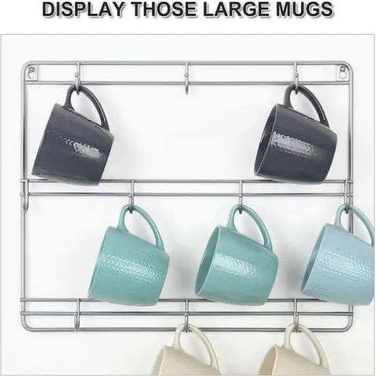 NEX&trade; Silver 3-Tier Metal Wall Mounted Coffee Cup Holder Set {4}