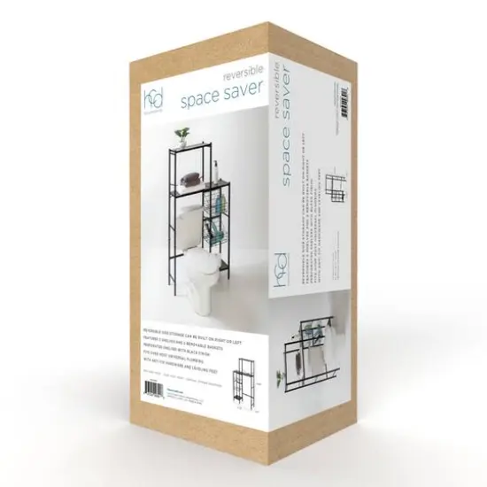 Honey Can Do Reversible Black Bathroom Storage Space Saver {17}