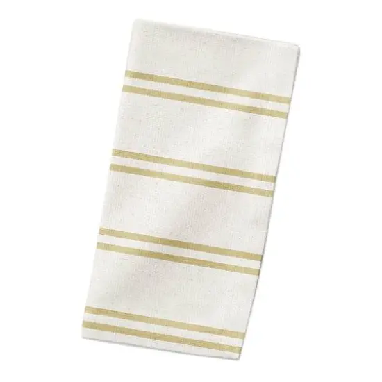 Double Stripe Cotton Twill Napkin Yellow/White {3}
