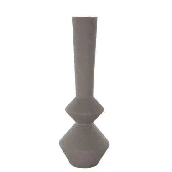 24.75" Dark Gray Metal Art Deco Fluted Decorative Vase {7}