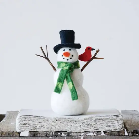 Hello Honey&reg; 7.5" Felt Snowman & Cardinal Figurine {4}