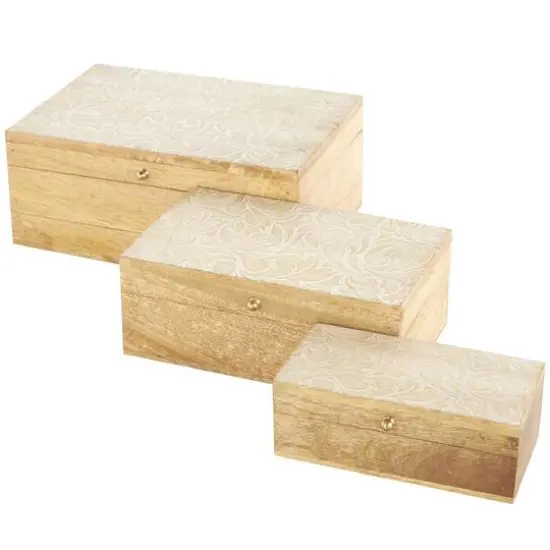 Brown & Whitewashed Scroll Storage Box Set {1}