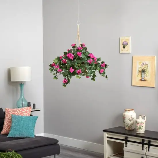 24" Pink Bougainvillea Hanging Basket {9}