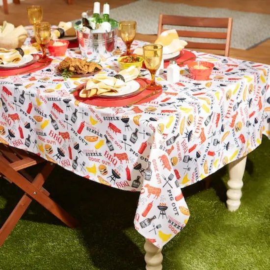 BBQ Fun Print Outdoor Tablecloth 60" x 120" {4}