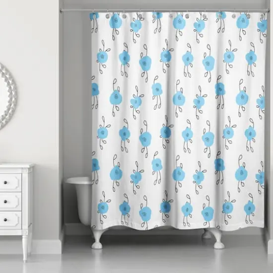 Blue Blooms 71" x 74" Shower Curtain {3}