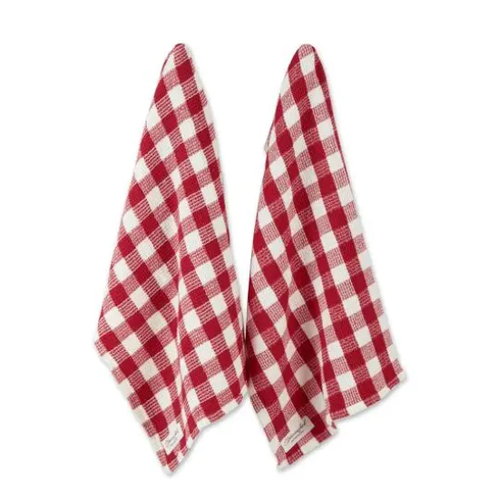 DII&reg; Checker Washed Waffle Dish Towels, 2ct. Red Cider {1}