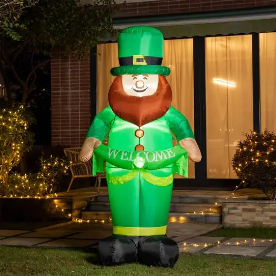 Glitzhome&reg; 8ft. Lighted St. Patrick's Day Leprechaun Inflatable D&eacute;cor {3}