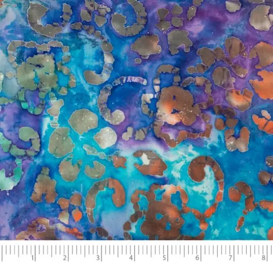 SINGER Batik Green & Purple Flower Cotton Fabric {1}