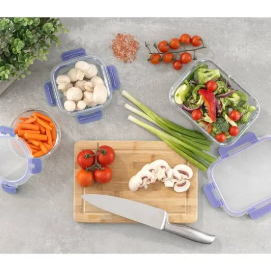 Joyful by JoyJolt&reg; 24-Piece Purple Glass Storage Container Set with Leakproof Lids {8}