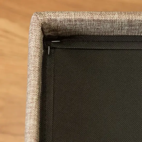 Simplify 30" Faux Linen Double Folding Storage Ottoman Natural {11}