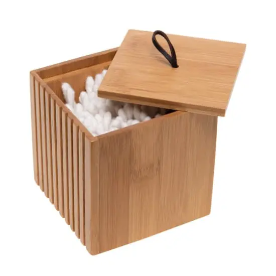 Bath Bliss Small Square Oslo Bamboo Storage Jar {7}