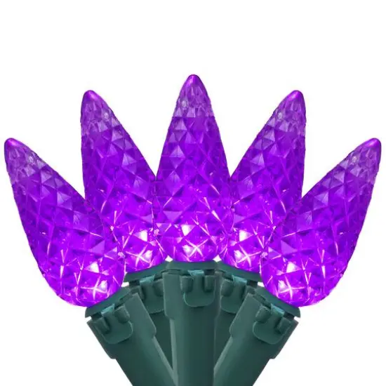 70ct. LED Faceted C6 Christmas String Lights Purple {8}