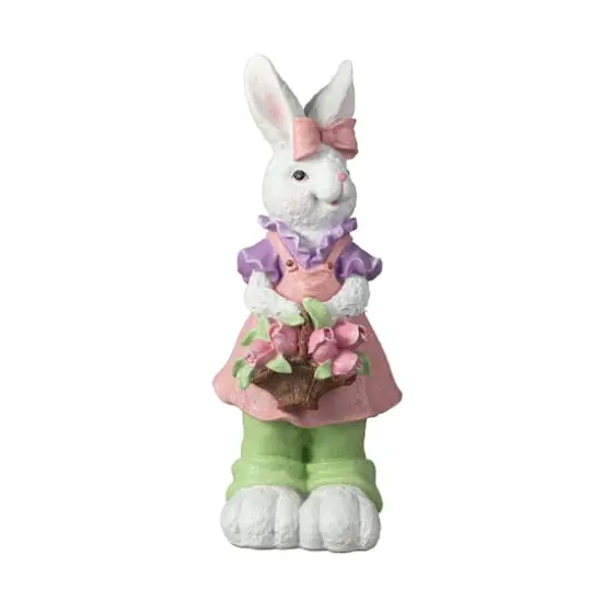 Glitzhome&reg; 17.5" Easter Bunny Girl with Flower Basket Table D&eacute;cor {7}