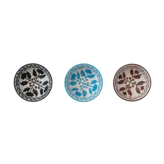 Hello Honey® 4.5" Hand Painted Botanical Stoneware Bowl Set {1}