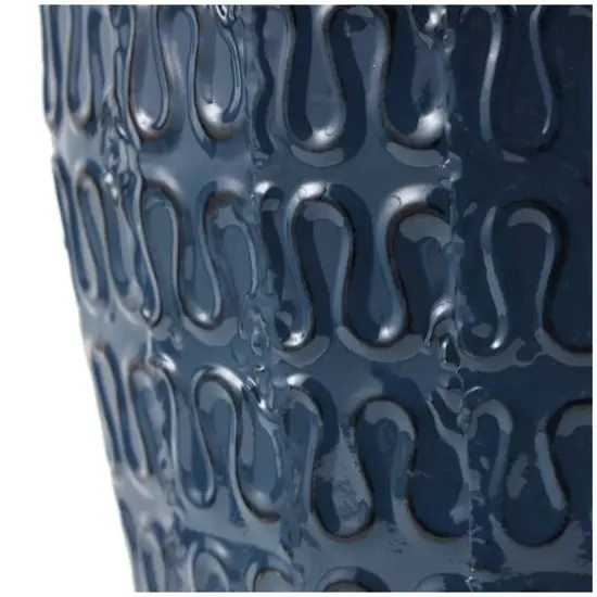 24" Dark Blue Metal Dimensional Textured Vase {10}