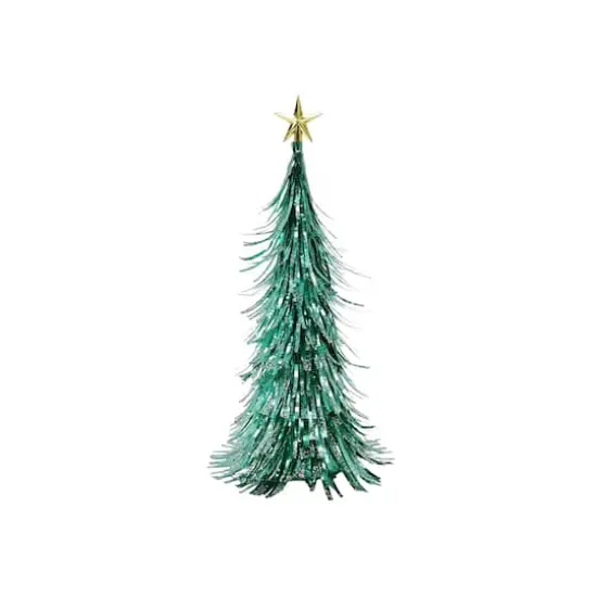 13.75" Tinsel Christmas Cone Tree Tabletop Décor by Ashland® Teal {1}