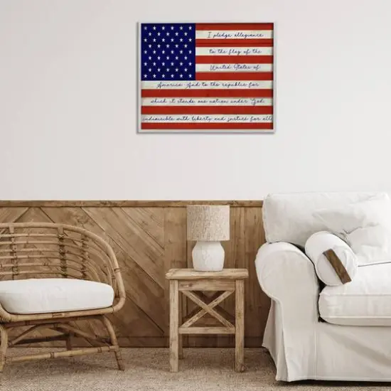 Stupell Industries Pledge of Allegiance Flag Framed Giclee Art Gray {3}