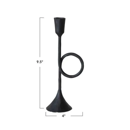 Hello Honey&reg; Black 9.5" Cast Metal Taper Candle Holder with Handle {4}