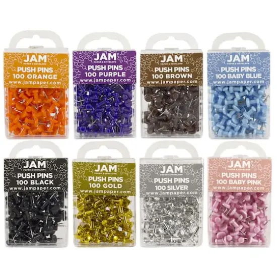 JAM Paper Premium Standard 8 Color Push Pin Set {1}