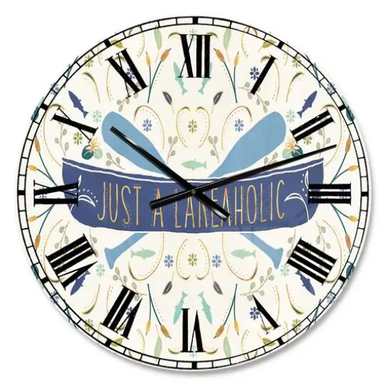 Designart 'Just A Lakeaholic Lake House Wall Clock {1}
