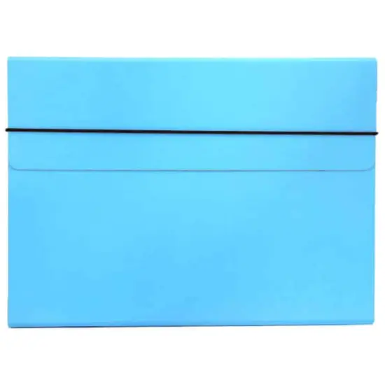 JAM Paper Strong Thin Portfolio Carrying Case with Elastic Band Closure Sky Blue {1}