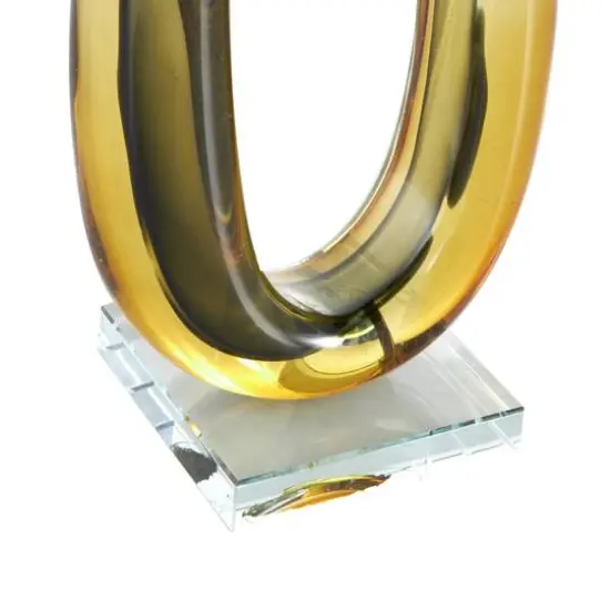 15" Orange Ombre Abstract Curved Glass Sculpture {6}