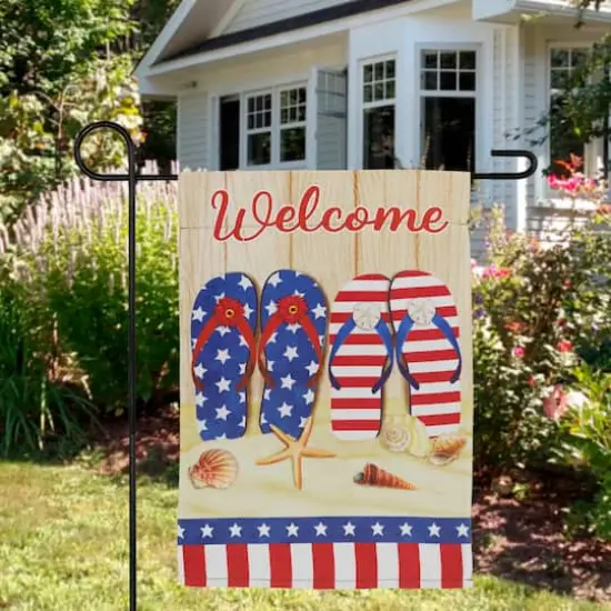 18" Sandy Beach Welcome Stars & Stripes Patriotic Garden Flag {3}