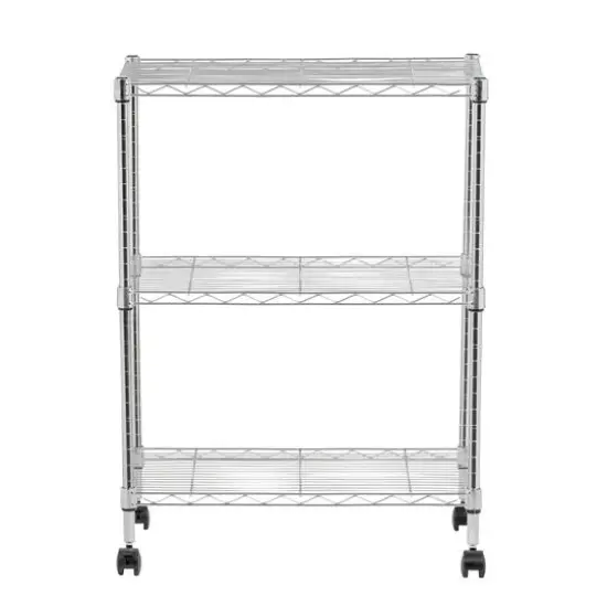 Iris&reg; 32" Silver 3-Tier Rolling Wire Rack Shelf {10}