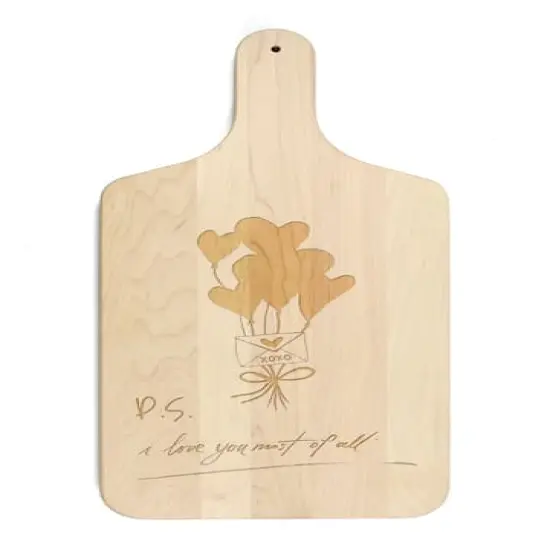 Valentines Balloons 8" x 17" Maple Paddle Cutting Board {1}