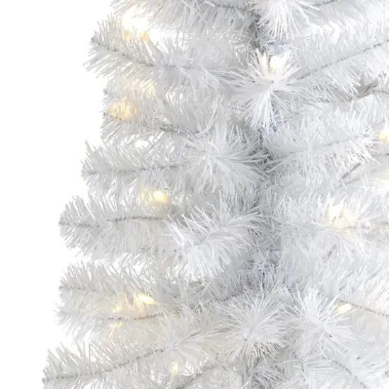 2ft. Pre-Lit White Artificial Christmas Tree, Clear LED Lights {4}