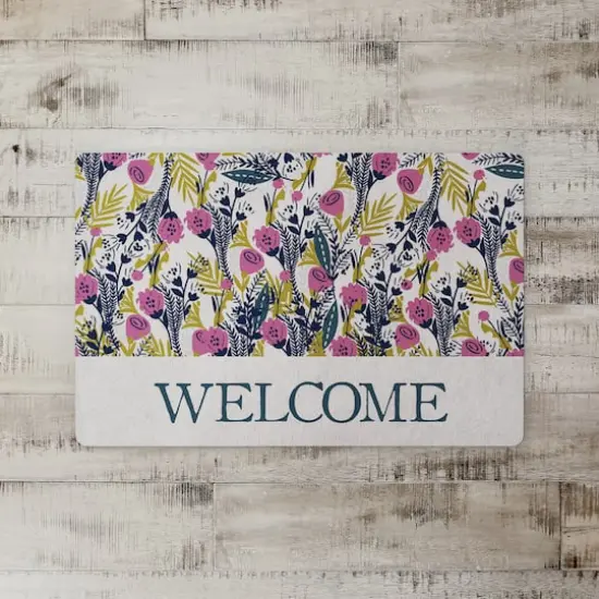 Welcome Florals 27" x 18" Floor Mat {3}