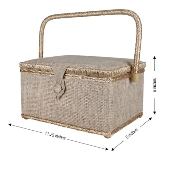 SINGER&reg; Linen Fabric Large Sewing Basket {5}