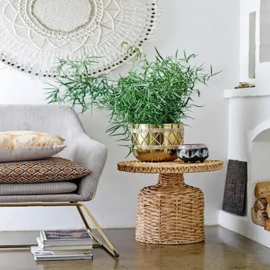 Hello Honey&reg; 18" Natural Water Hyacinth Woven Side Table {3}