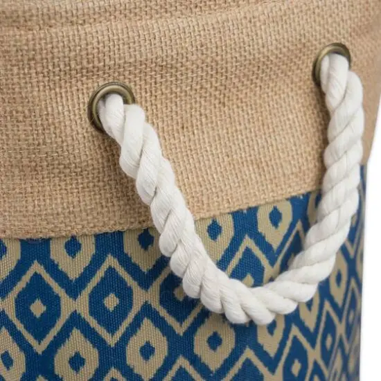 DII&reg; Medium Ikat Rectangle Burlap Bin Blue {6}