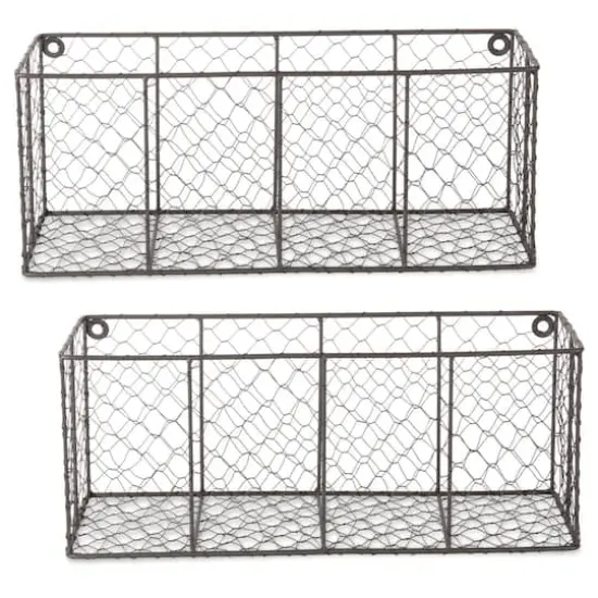 DII&reg; Medium Gray Wall Mount Chicken Wire Baskets, 2ct. {1}