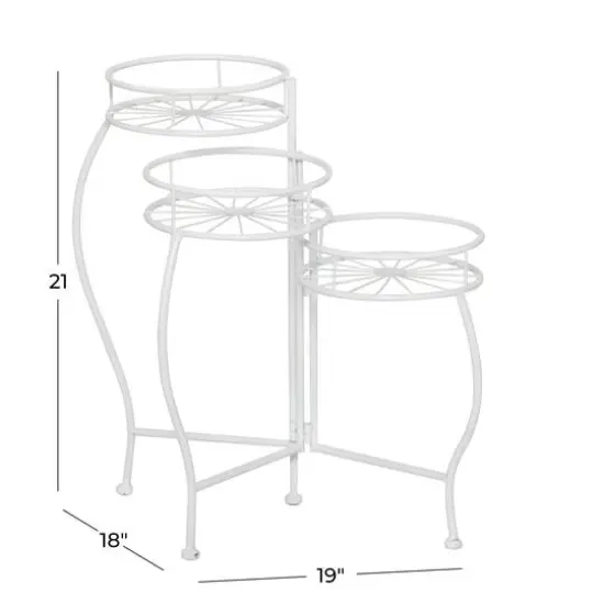 White Iron Transitional Plantstand, 21" x 19" x 18" {7}