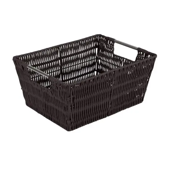 Simplify 3-Piece Rattan Tote Basket Set Chocolate Brown {16}