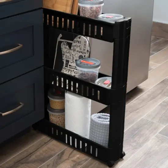 Simplify 3-Tier Slim Slide-Out Storage Cart Black {5}