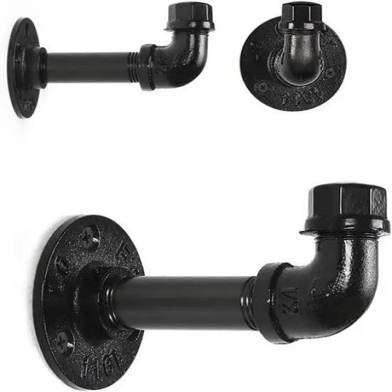 NEX&trade; Black Industrial Iron Pipe Wall Hooks, 3ct. {7}